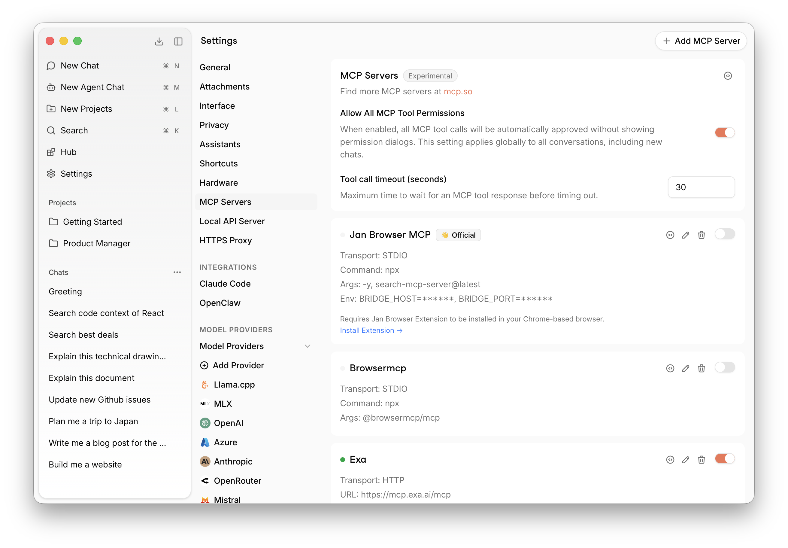 MCP Servers Settings